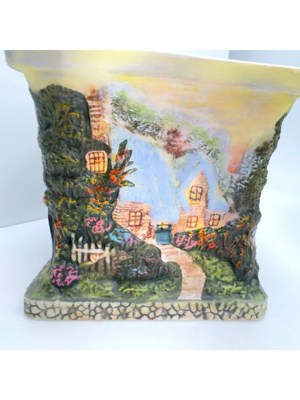 Thomas Kinkade Painter Of Light Porcelain Candleholder Cottage Tealight Box Vtg